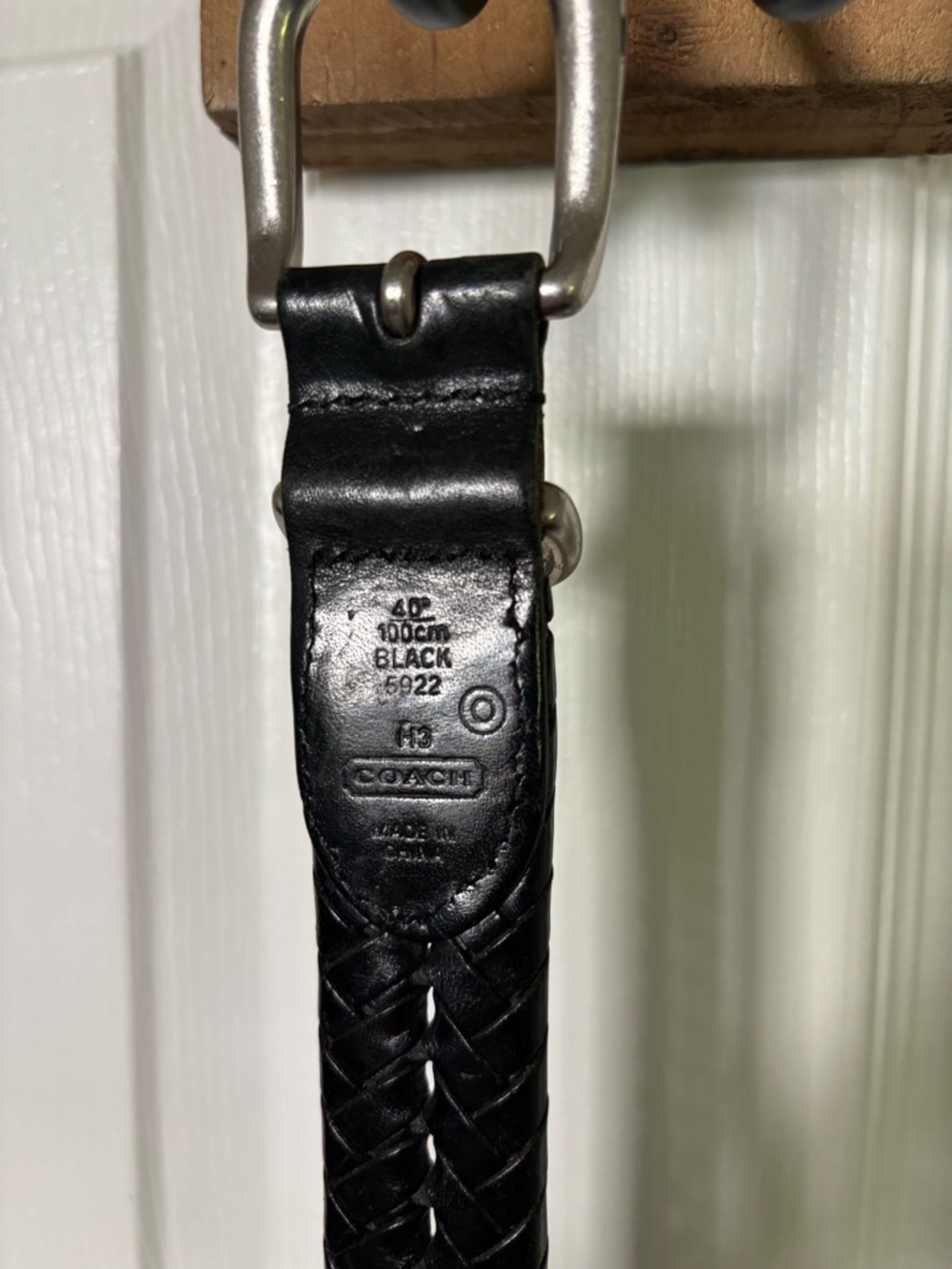 Coach Men's Black Braided Leather Belt with Silver Buckle size 40 - Picture 7 of 8